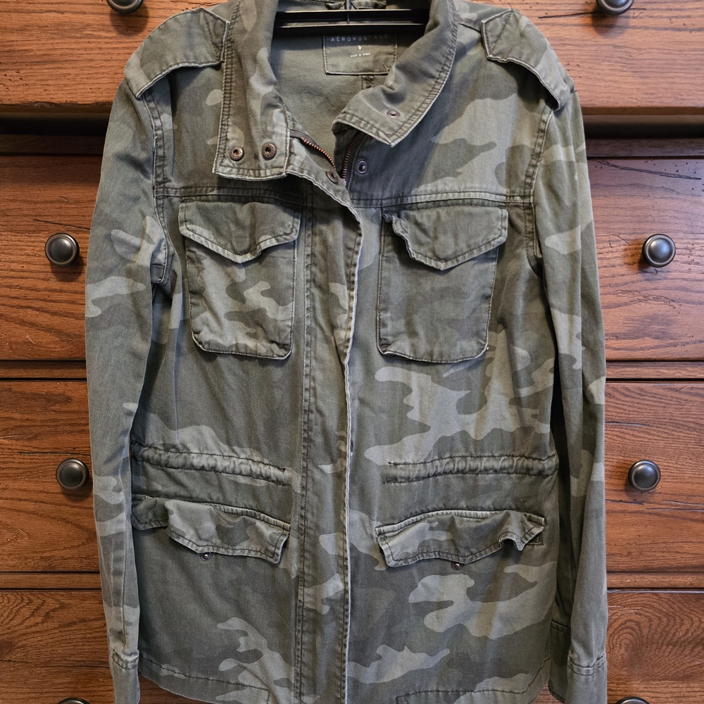 Aeropostale Women's Green Camo Utility Jacket